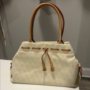 Dooney & Bourke Cream and Tan Tote Bag with Leather Accents
